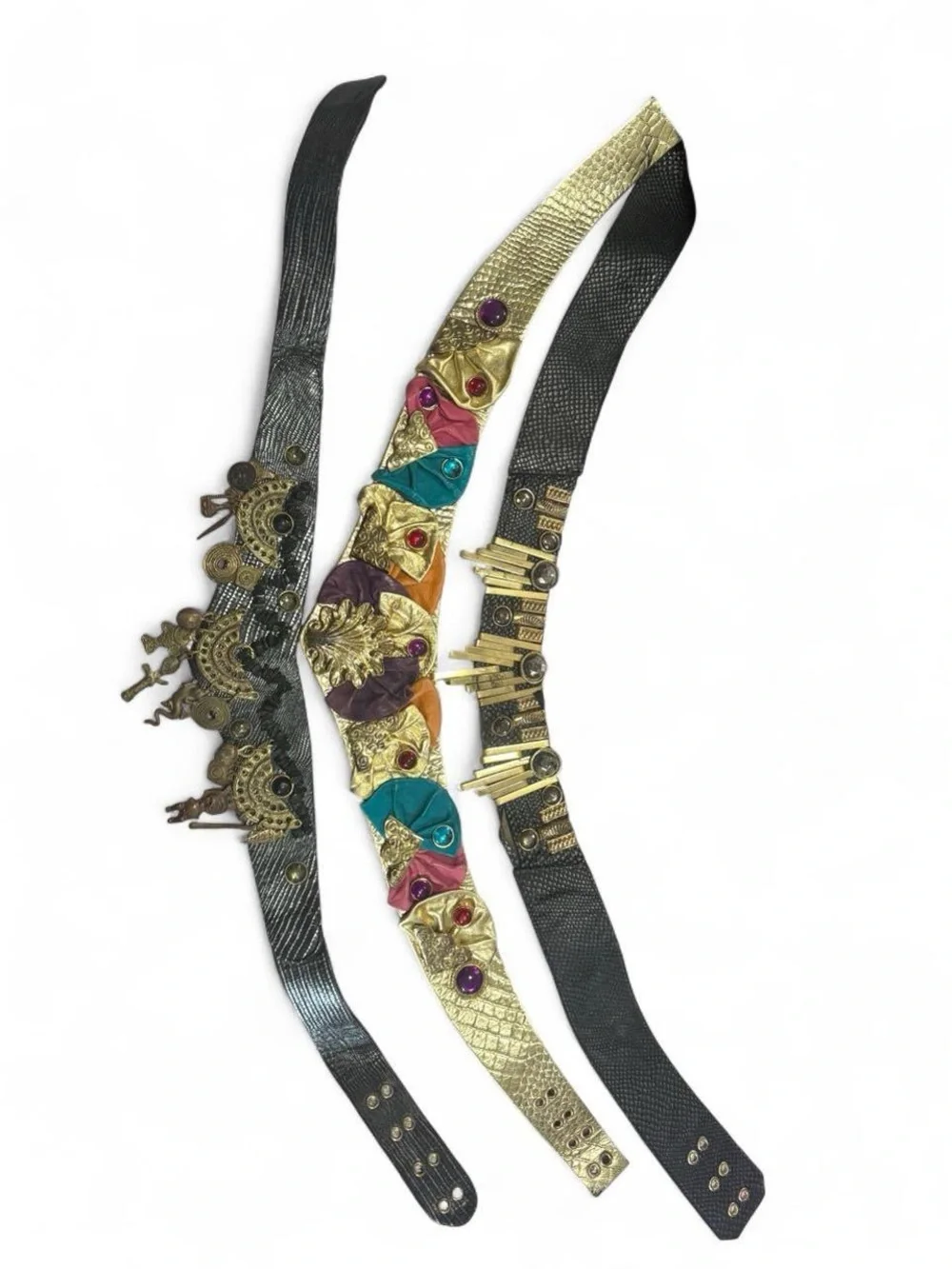 Leatherock Nina Arjani jewel leather warrior belt lot 1 Gypsy bohemian hippie 70